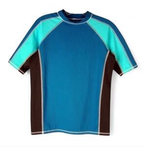 LANDS END Rashguard Coverup Top Short Sleeve Watersports Beach Pool Surf Boat XL